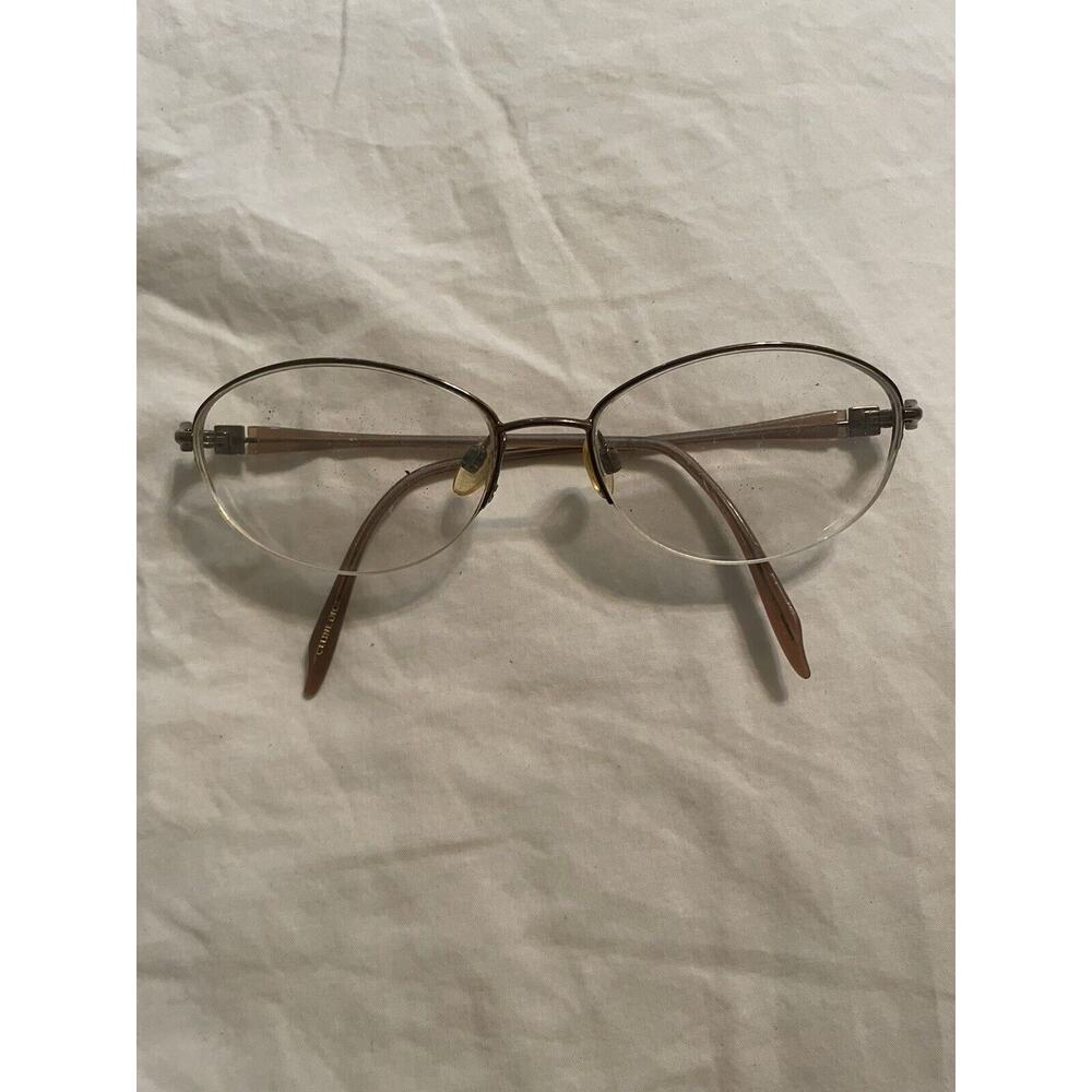Celine Dion Eyes Beta Titanium Eyeglasses Frame Half Rimless 52-17-135 Rose Gold